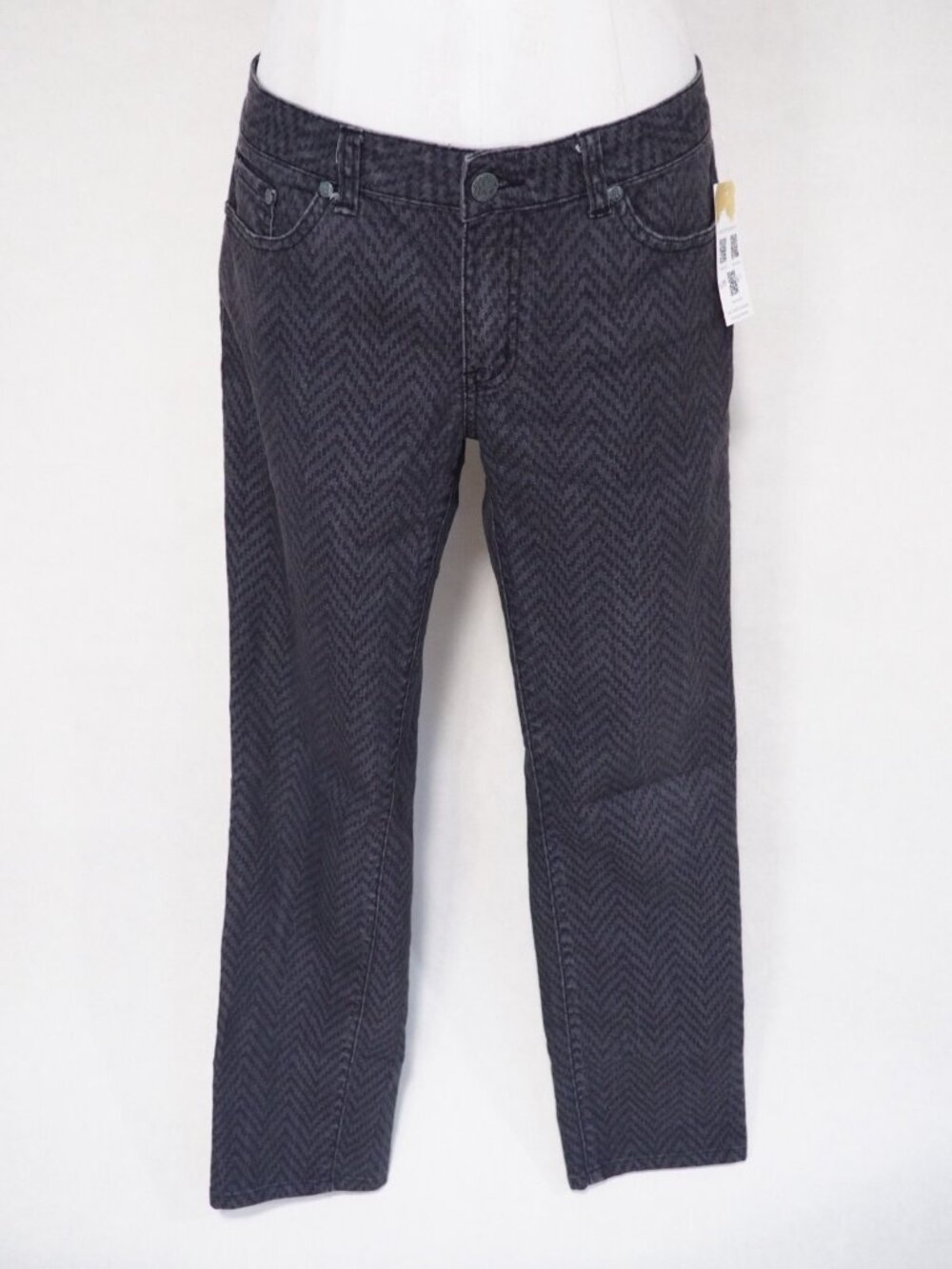 prAna Gray & Black Checkered Denim Skinny Jeans, US Size 10
